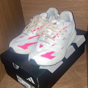 Adidas lightblaze J Neon Pink and White Running Shoes Off white